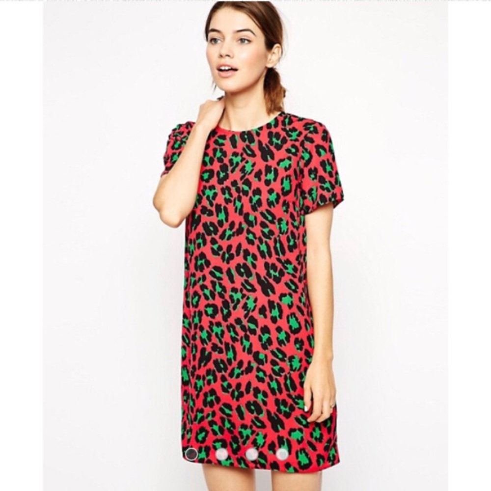 ASOS Shift Dress in Bright Animal Print